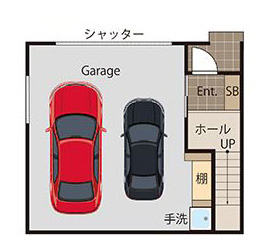 GARAGE HOUSE A棟_角部屋例 1