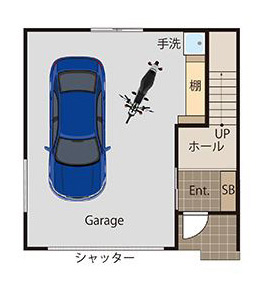 GARAGE HOUSE B棟_角部屋例 1